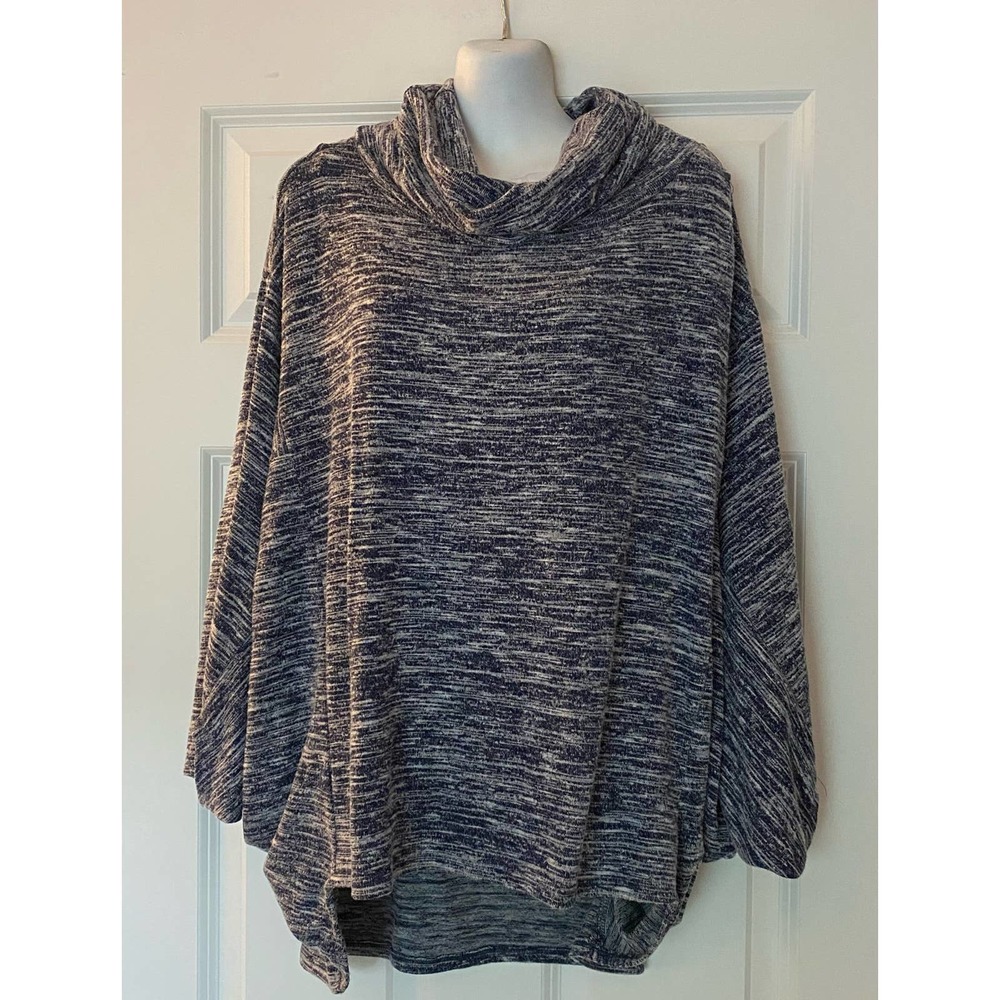 UMGEE Poncho Dolmon Sleeve Sweater Blue/Gray/White Size Medium